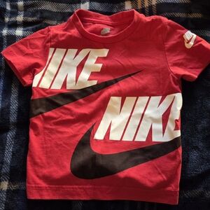 Nike Kids Red and Black Logo Tee